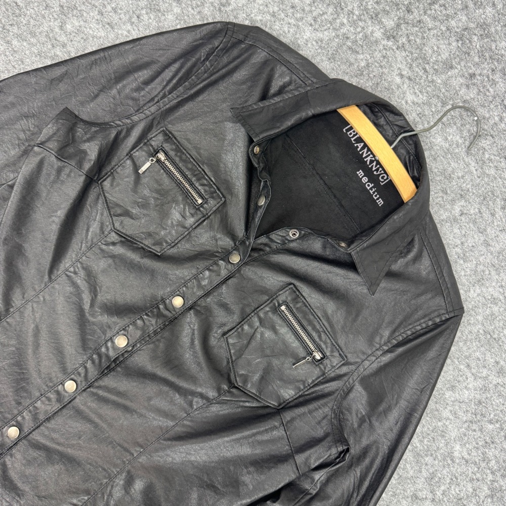 BLANKNYC Faux Vegan Leather Snap‎ Front Shirt Jacket Womens Medium 12H-7453FP